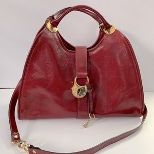 ETRO Leather satchel bag red with tag RARE LARGE size like new